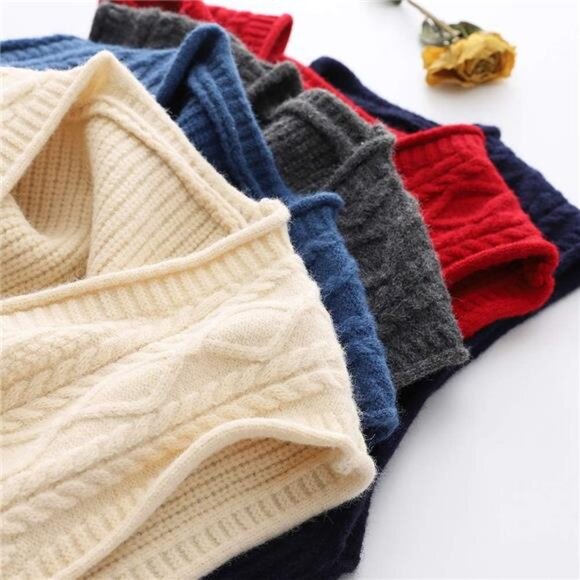 Women's Sweater Vest Sleeveless Cardigan V-Neck Button Down Beige - Picture 4 of 5